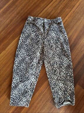 Leopard Print Barrel Jeans - Brown Black Cream